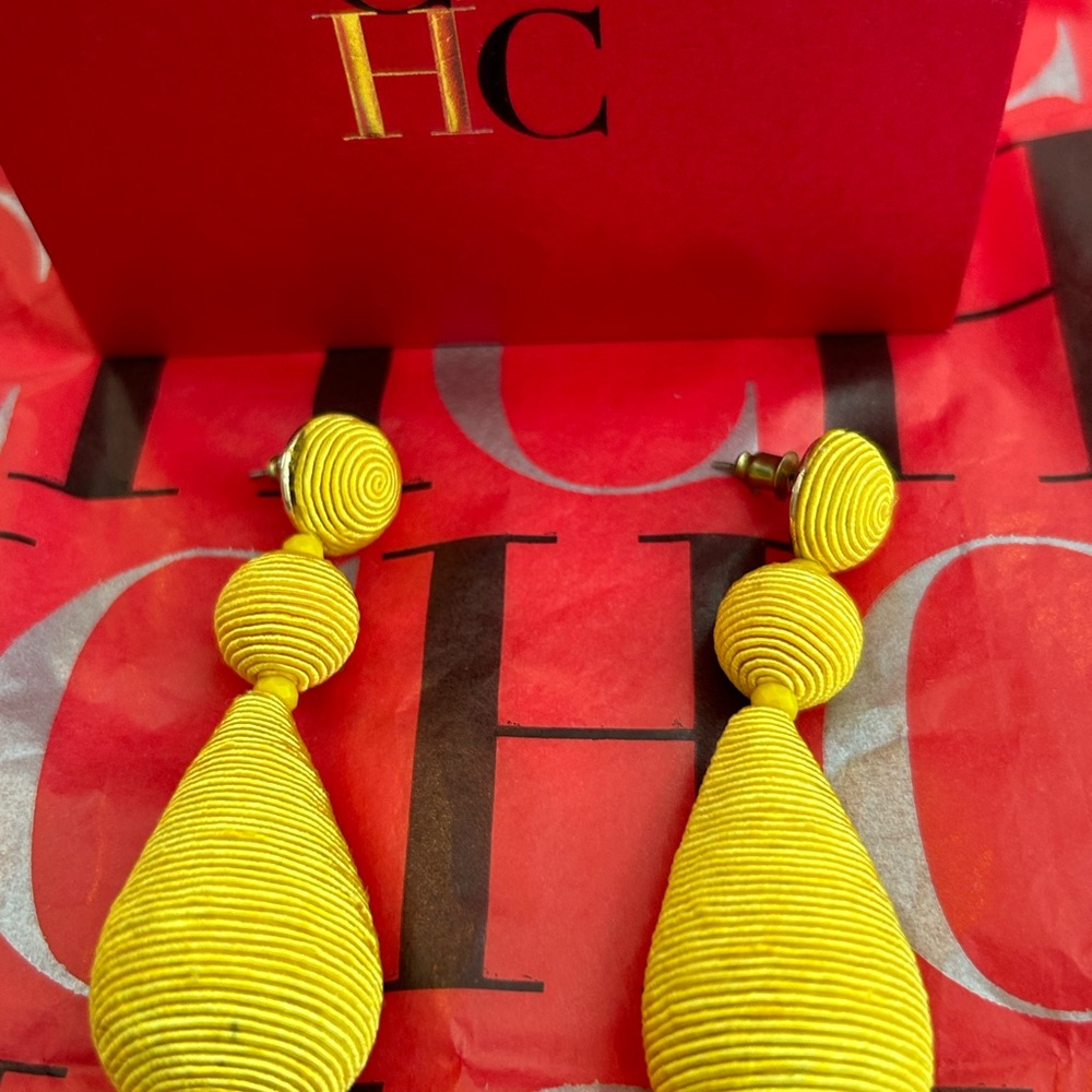 Carolina Herrera Yellow Three Tier Earrings